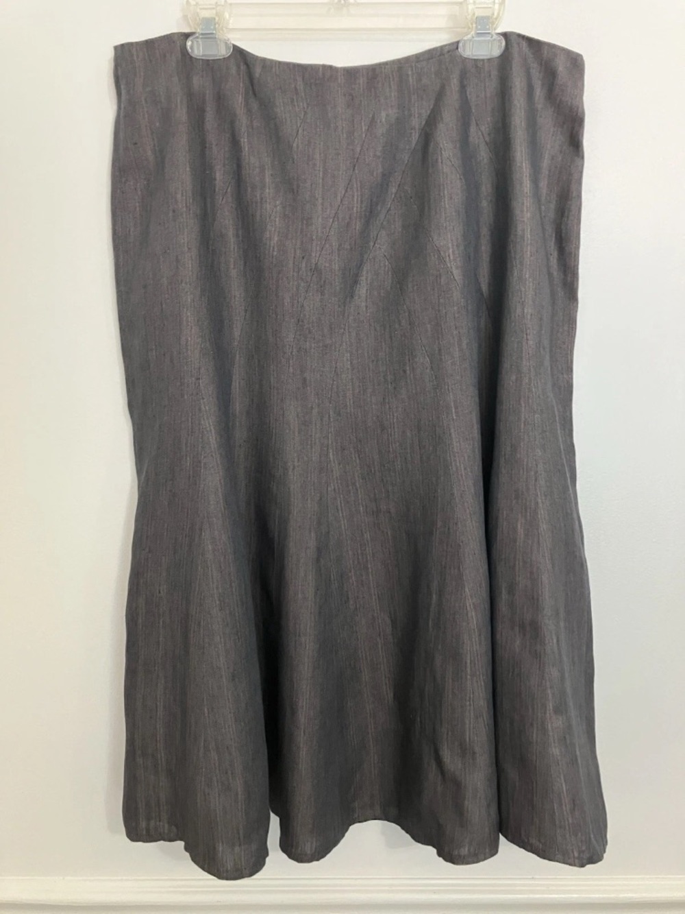 Anne Klein 100% Linen Skirt Size 16 XL Gray Lagenlook Costal Zipper Breathable